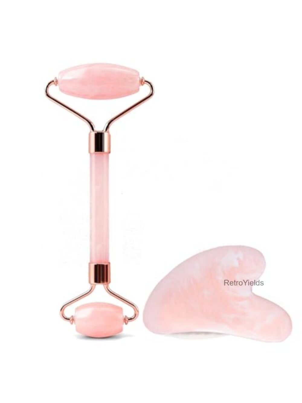 Gua Sha Facial Massage Tool and Roller Set for Depuffing and Lymphatic Drainage